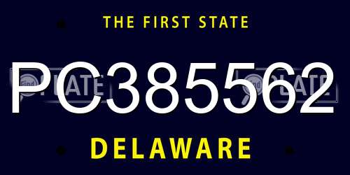 PC385562 Delaware License Plate