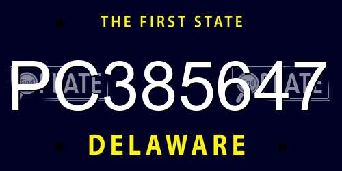 PC385647 Delaware License Plate
