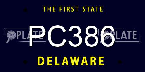 PC386 Delaware License Plate