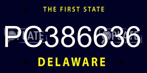 PC386636 Delaware License Plate