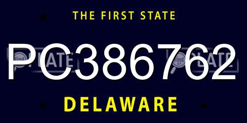 PC386762 Delaware License Plate