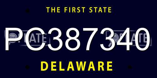 PC387340 Delaware License Plate