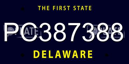 PC387388 Delaware License Plate