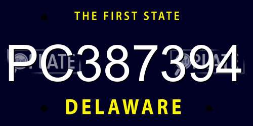 PC387394 Delaware License Plate