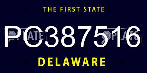 PC387516 Delaware License Plate