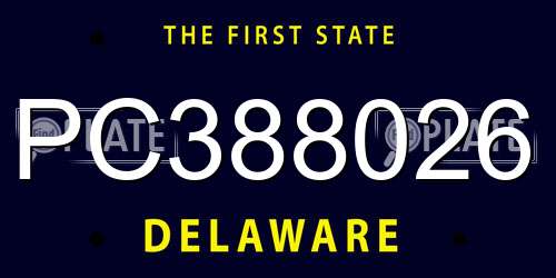 PC388026 Delaware License Plate