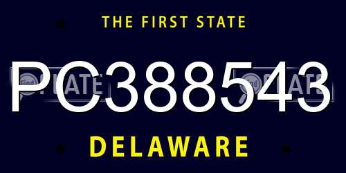 PC388543 Delaware License Plate