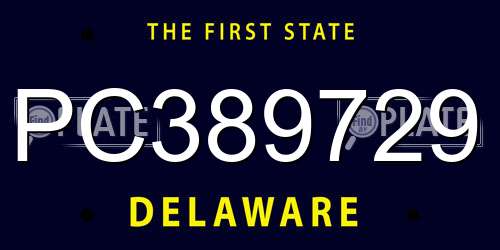 PC389729 Delaware License Plate