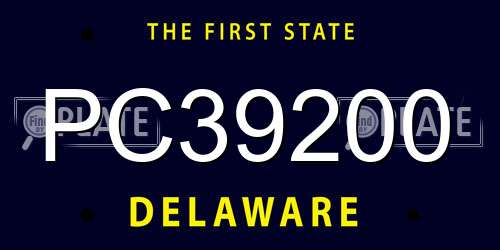PC39200 Delaware License Plate