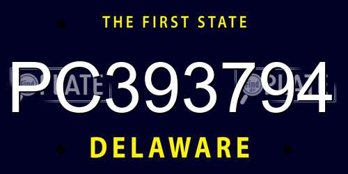 PC393794 Delaware License Plate
