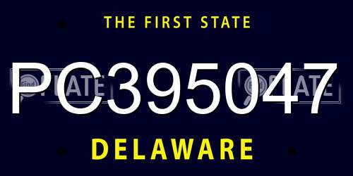PC395047 Delaware License Plate