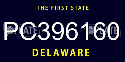 PC396160 Delaware License Plate