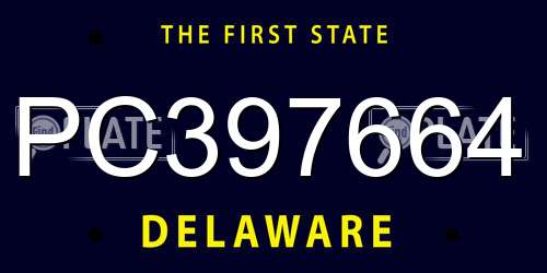 PC397664 Delaware License Plate