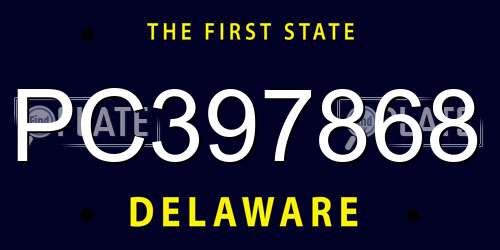 PC397868 Delaware License Plate