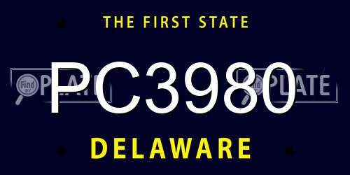 PC3980 Delaware License Plate