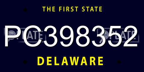 PC398352 Delaware License Plate