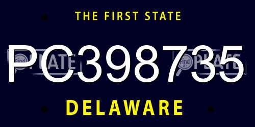 PC398735 Delaware License Plate