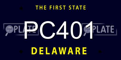 PC401 Delaware License Plate