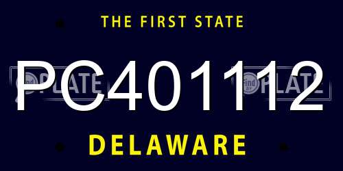 PC401112 Delaware License Plate