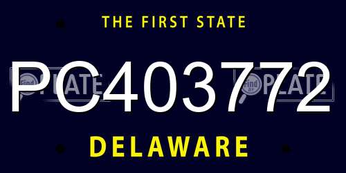 PC403772 Delaware License Plate