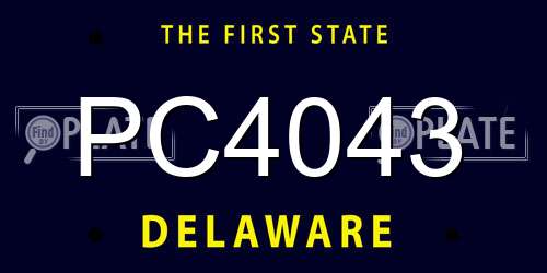 PC4043 Delaware License Plate
