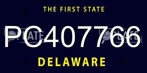 PC407766 Delaware License Plate