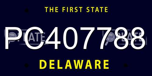 PC407788 Delaware License Plate