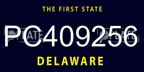 PC409256 Delaware License Plate