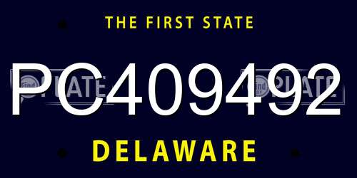 PC409492 Delaware License Plate