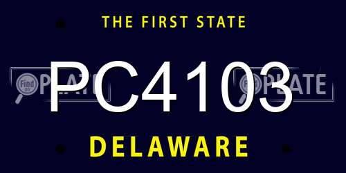 PC4103 Delaware License Plate