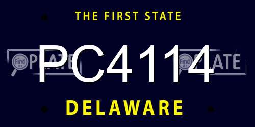 PC4114 Delaware License Plate