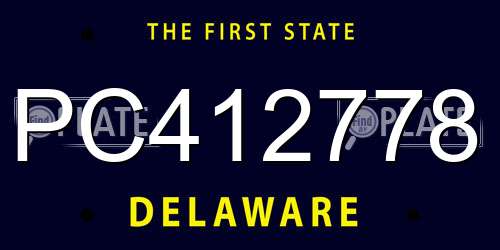 PC412778 Delaware License Plate