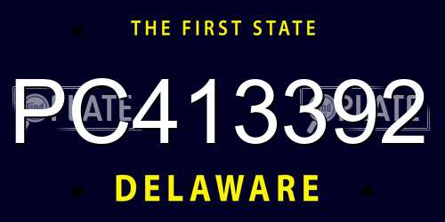 PC413392 Delaware License Plate