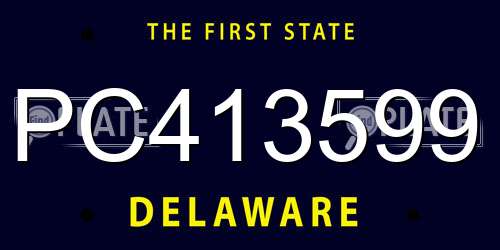 PC413599 Delaware License Plate