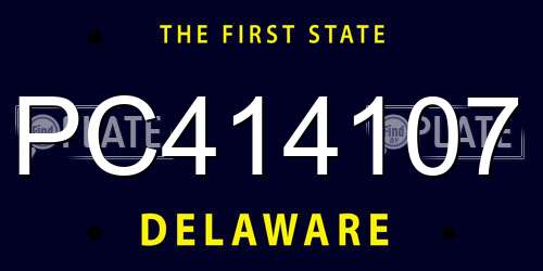 PC414107 Delaware License Plate