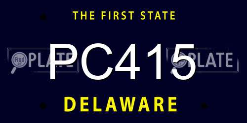 PC415 Delaware License Plate