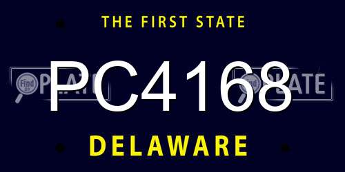 PC4168 Delaware License Plate