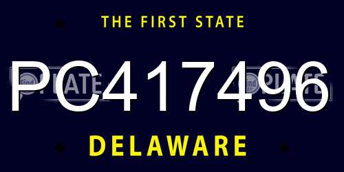 PC417496 Delaware License Plate