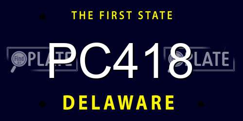 PC418 Delaware License Plate