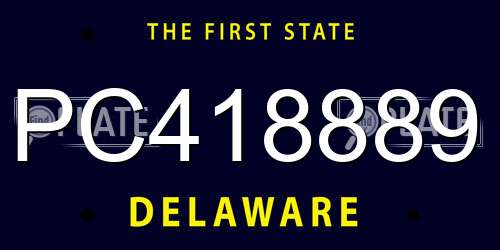 PC418889 Delaware License Plate