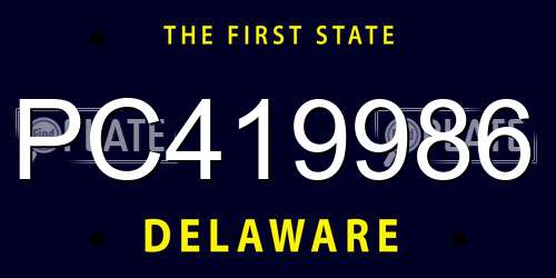 PC419986 Delaware License Plate