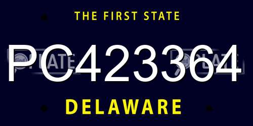 PC423364 Delaware License Plate