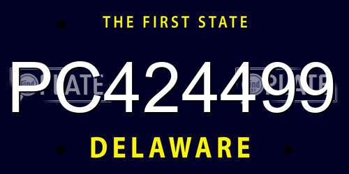 PC424499 Delaware License Plate