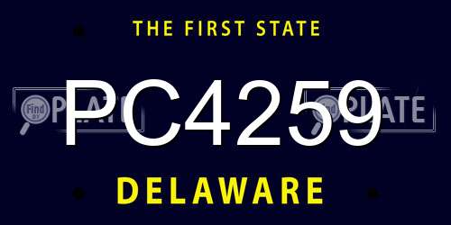 PC4259 Delaware License Plate
