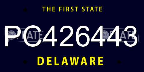 PC426443 Delaware License Plate