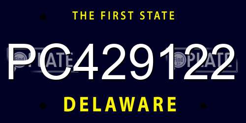 PC429122 Delaware License Plate