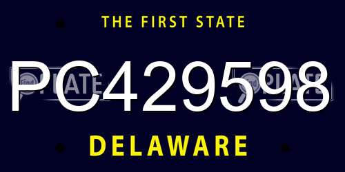 PC429598 Delaware License Plate