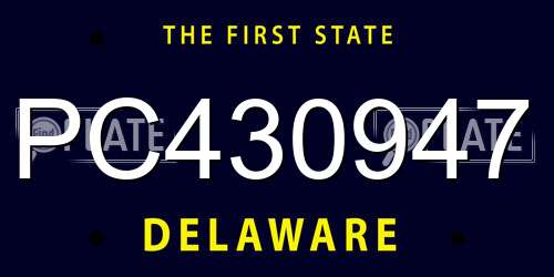 PC430947 Delaware License Plate