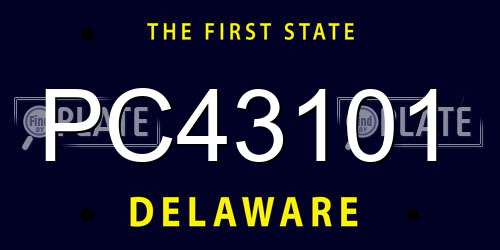 PC43101 Delaware License Plate