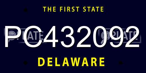 PC432092 Delaware License Plate